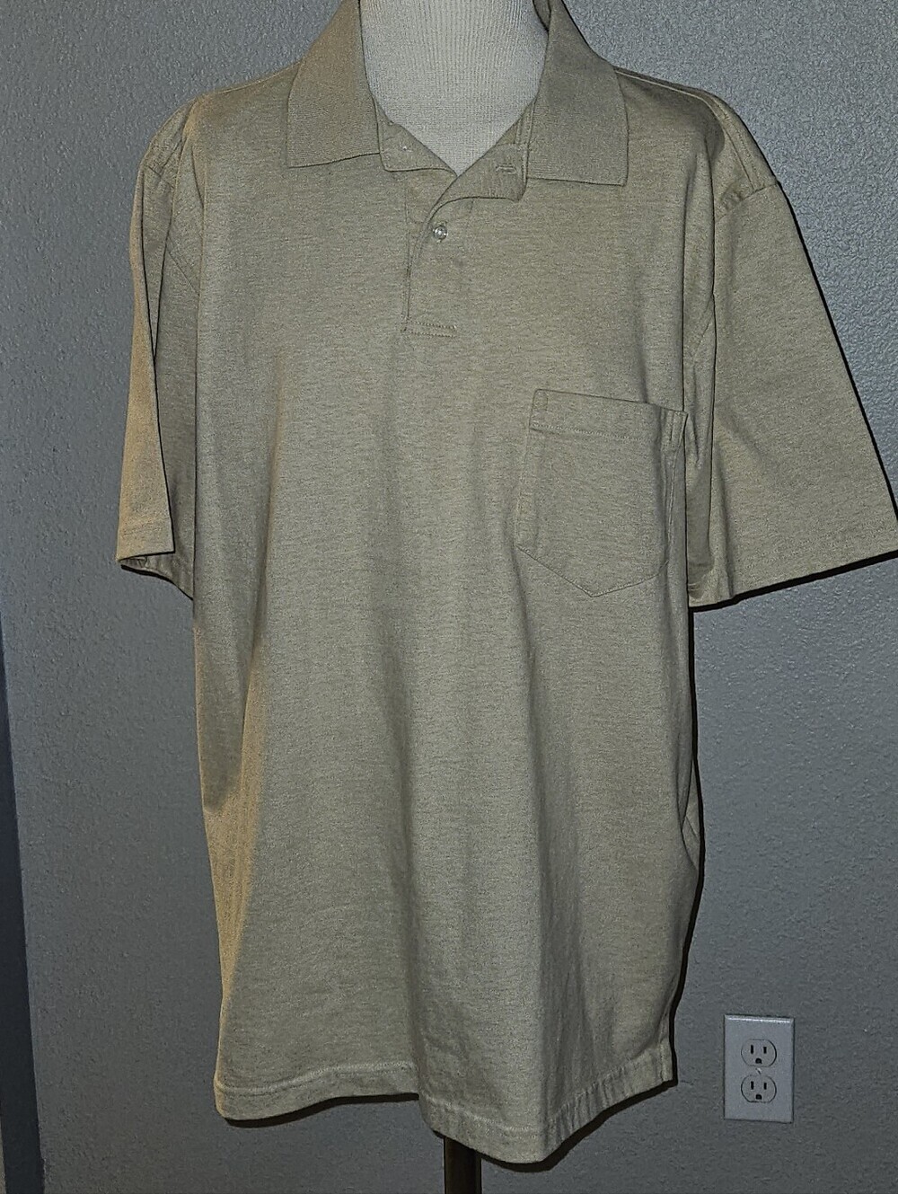 Lands' End Men's Short-Sleeve Polo in Light Beige